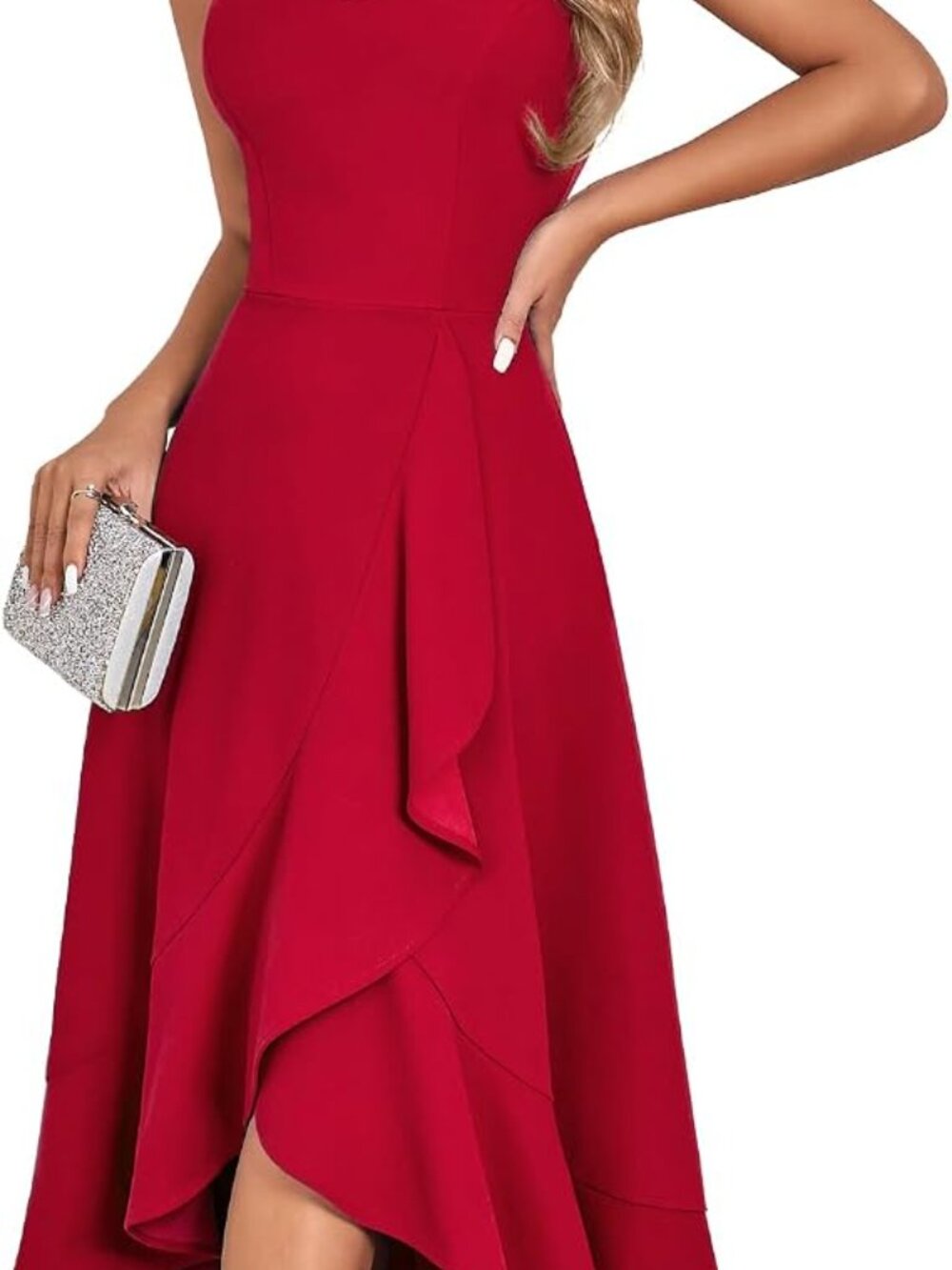 New Ruby Red Ruffle Cocktail Dress - Picture 5 of 12